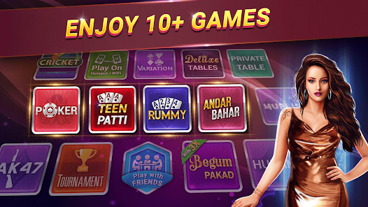 Teen Patti Master apk lobby with 10+ games including rummy and andar bahar